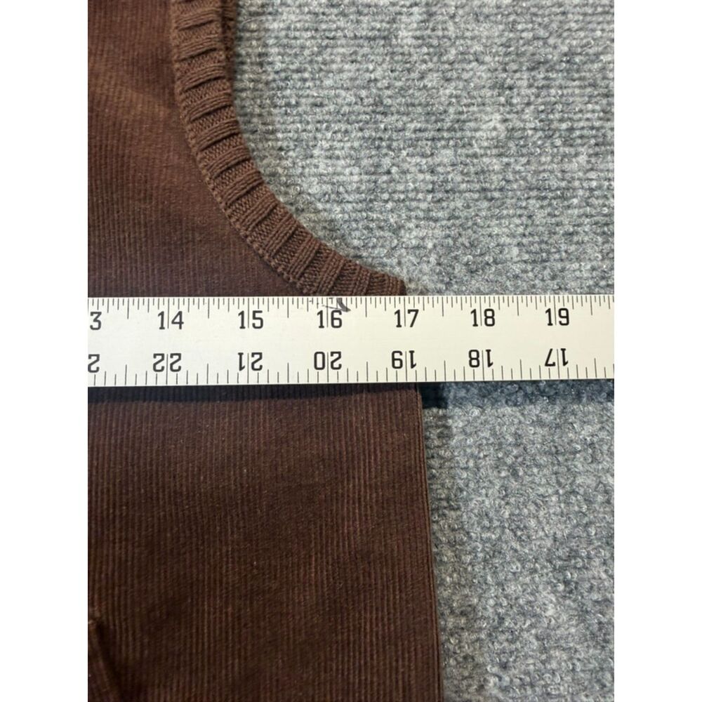 Lauren Ralph Lauren Petite P S Corduroy Vest Brown Zip Front Cotton Equestrian